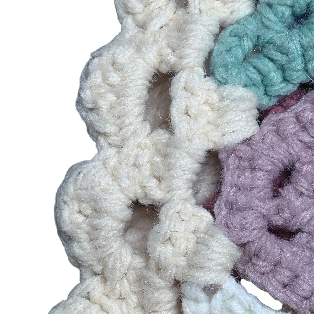 Vintage Handmade Crochet Granny Square Blanket Throw Floral Multicolor 75" x 75" - Picture 7 of 12